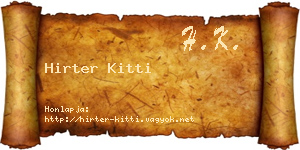 Hirter Kitti névjegykártya